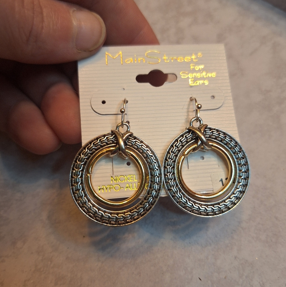 Gold and Silver Textured Hoop Earrings